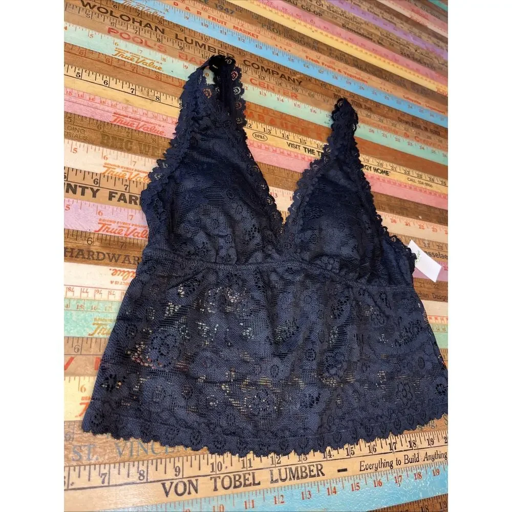 NEW Aerie S Show Off Paisley Lace Light Pads Plunge Tank Top Bra Black $39 - Picture 4 of 10